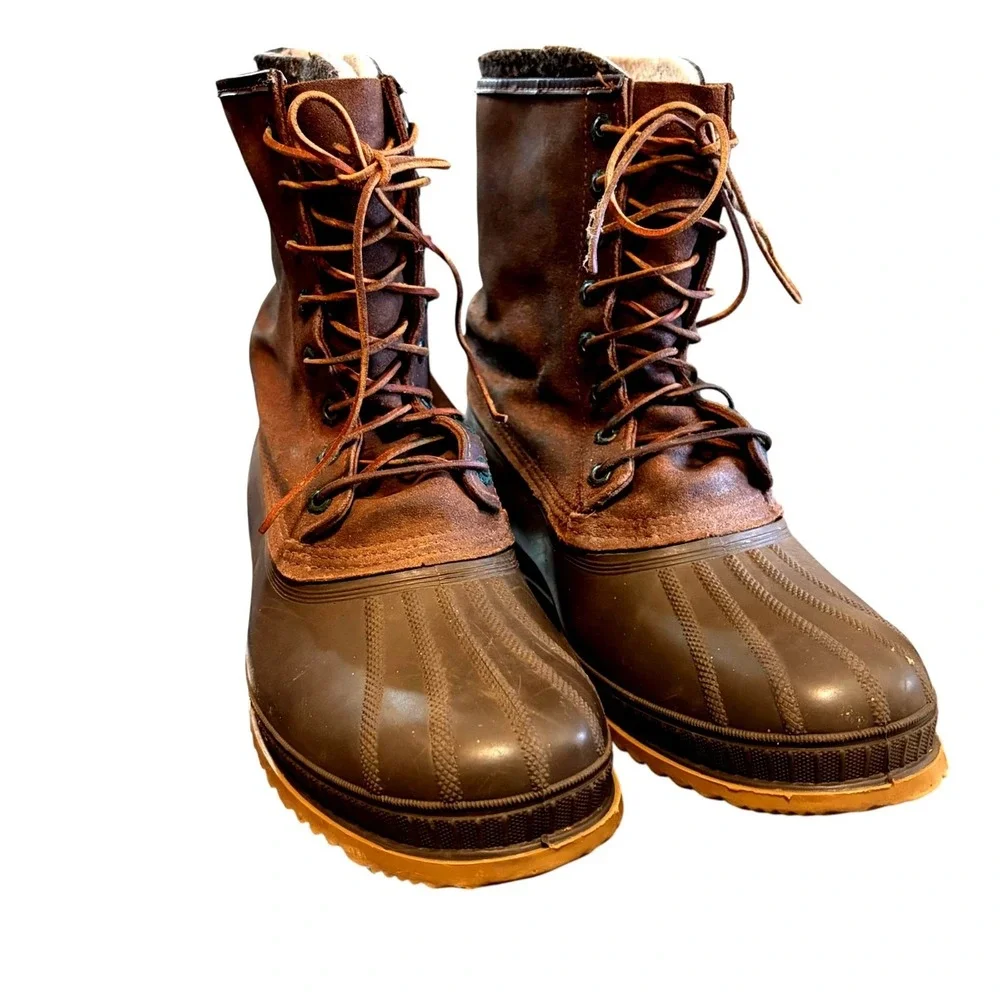 Sorel Mens Ice Pac Brown Insulated Winter Duck‎ Boots 13 Made in Canada Outdoors